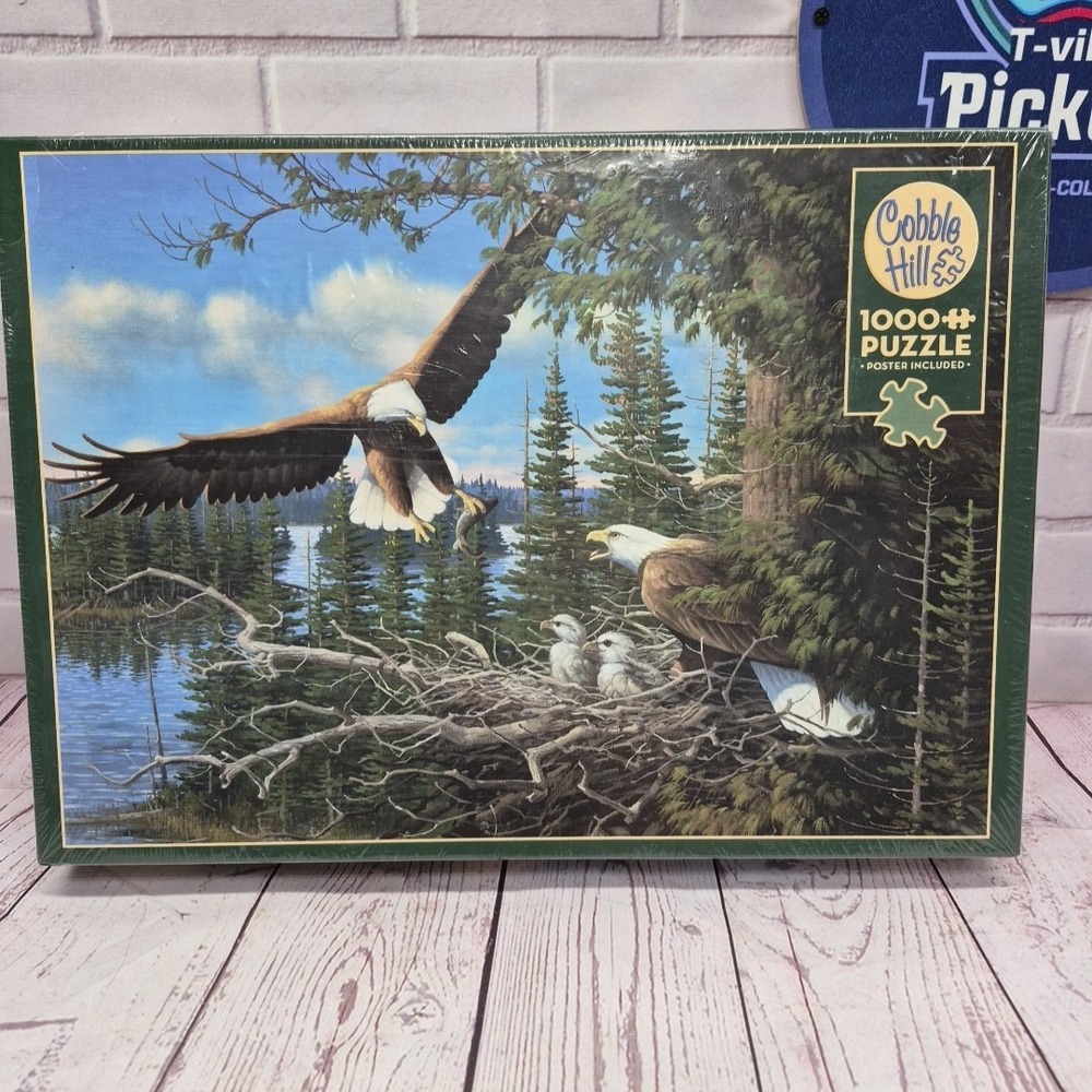 NEW Cobble Hill Nesting Eagles 1000-piece puzzle Micheal Sieve with Poster
